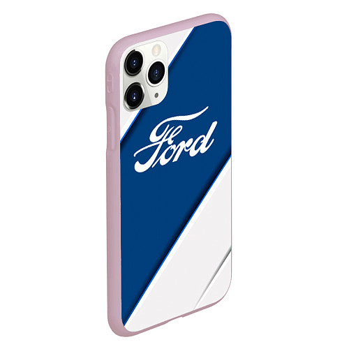 Чехол iPhone 11 Pro матовый Ford - СИНЯЯ ПОЛОСА / 3D-Розовый – фото 2