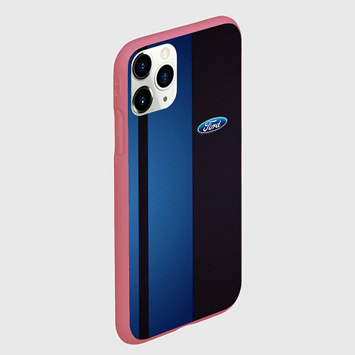 Чехол iPhone 11 Pro матовый Ford - три полосы / 3D-Малиновый – фото 2