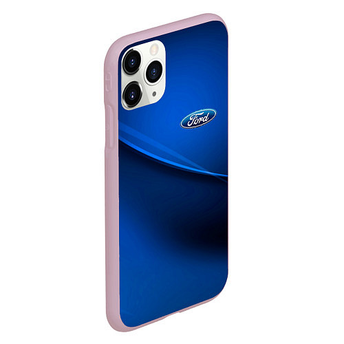 Чехол iPhone 11 Pro матовый Ford - синяя абстракция / 3D-Розовый – фото 2