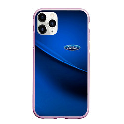 Чехол iPhone 11 Pro матовый Ford - синяя абстракция, цвет: 3D-розовый