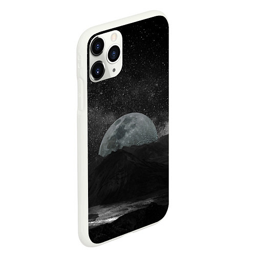 Чехол iPhone 11 Pro матовый Огромная Луна / 3D-Белый – фото 2