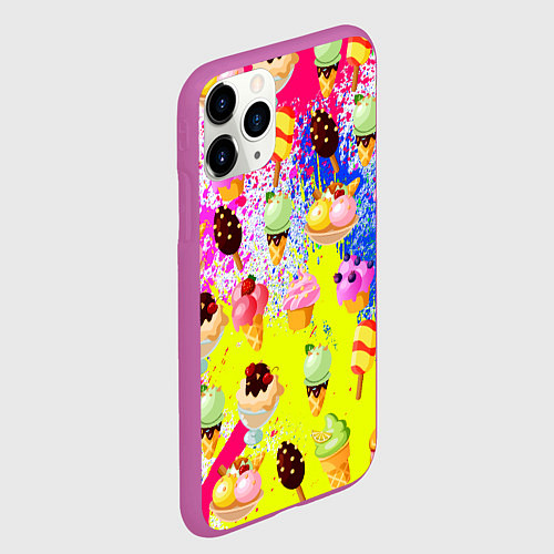Чехол iPhone 11 Pro матовый Вкусные Мороженки / 3D-Фиолетовый – фото 2