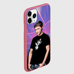 Чехол iPhone 11 Pro матовый Юрий Шатунов на неоновом фоне, цвет: 3D-малиновый — фото 2