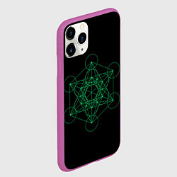 Чехол iPhone 11 Pro матовый Куб Метатрона на чёрном фоне, цвет: 3D-фиолетовый — фото 2