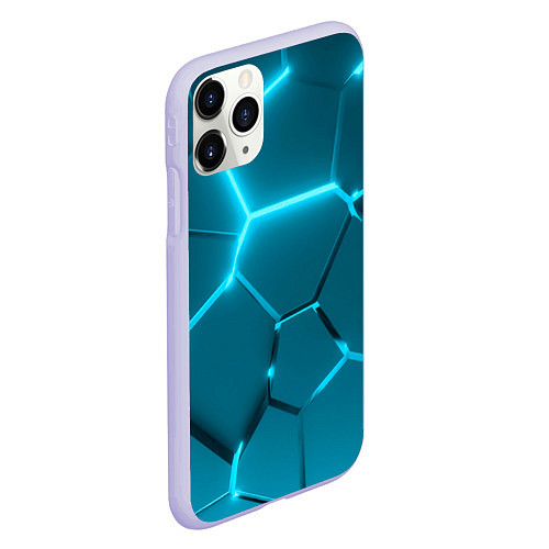 Чехол iPhone 11 Pro матовый Ледяные неоновые геометрические плиты / 3D-Светло-сиреневый – фото 2