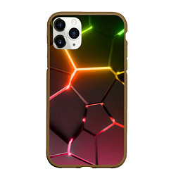 Чехол iPhone 11 Pro матовый Неоновые радужные плиты, цвет: 3D-коричневый