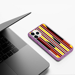 Чехол iPhone 11 Pro матовый Геометрические цветные фигуры полосы geometry, цвет: 3D-фиолетовый — фото 2