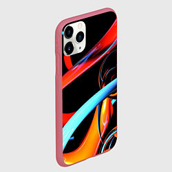 Чехол iPhone 11 Pro матовый Краски и пузыри, цвет: 3D-малиновый — фото 2