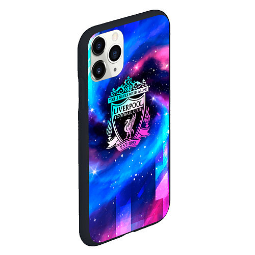 Чехол iPhone 11 Pro матовый Liverpool неоновый космос / 3D-Черный – фото 2
