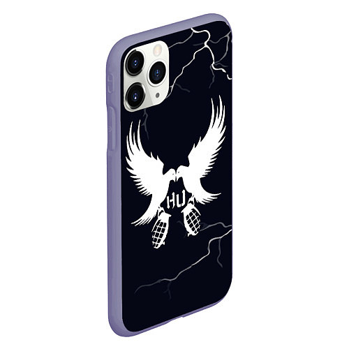 Чехол iPhone 11 Pro матовый Hollywood Undead - молнии / 3D-Серый – фото 2