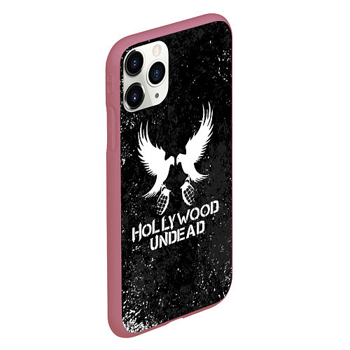 Чехол iPhone 11 Pro матовый Hollywood Undead - Hu / 3D-Малиновый – фото 2