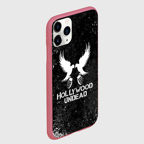 Чехол iPhone 11 Pro матовый Hollywood Undead - Hu / 3D-Малиновый – фото 2