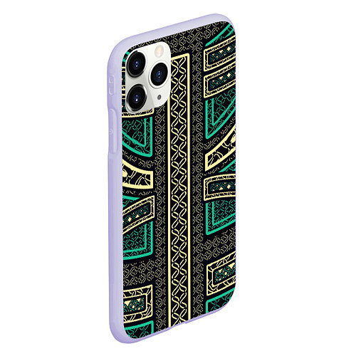 Чехол iPhone 11 Pro матовый Узоры кольчуга / 3D-Светло-сиреневый – фото 2