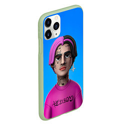 Чехол iPhone 11 Pro матовый Lil Peep На Синем Фоне, цвет: 3D-салатовый — фото 2