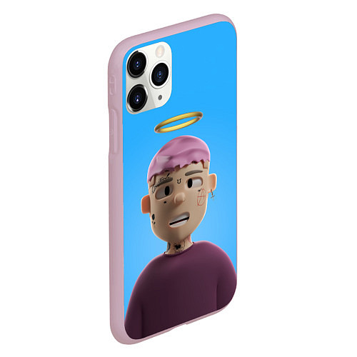 Чехол iPhone 11 Pro матовый Lil Peep С Нимбом / 3D-Розовый – фото 2