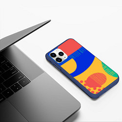 Чехол iPhone 11 Pro матовый Геометрические разноцветные фигуры, цвет: 3D-тёмно-синий — фото 2