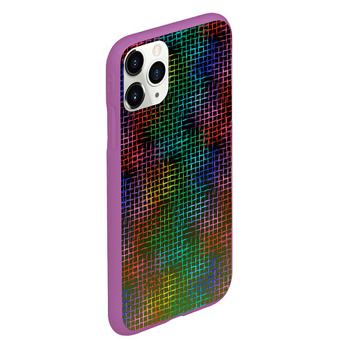 Чехол iPhone 11 Pro матовый Неоновый сетчатый узор / 3D-Фиолетовый – фото 2