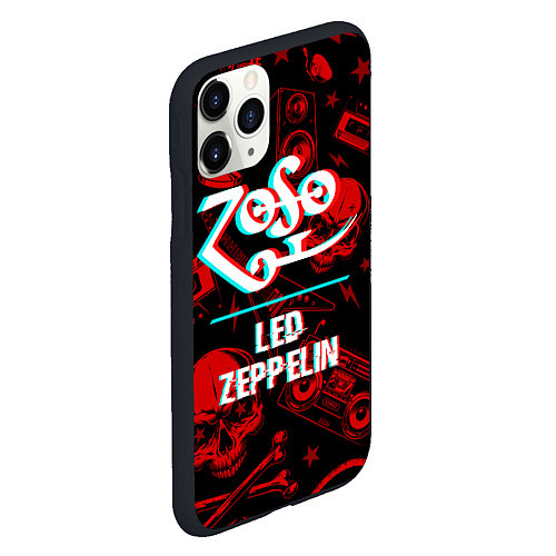 Чехол iPhone 11 Pro матовый Led Zeppelin rock glitch / 3D-Черный – фото 2