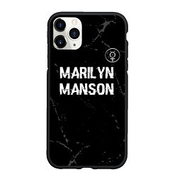 Чехол iPhone 11 Pro матовый Marilyn Manson glitch на темном фоне: символ сверх, цвет: 3D-черный