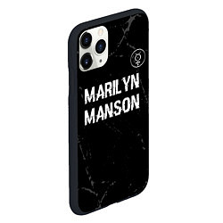 Чехол iPhone 11 Pro матовый Marilyn Manson glitch на темном фоне: символ сверх, цвет: 3D-черный — фото 2