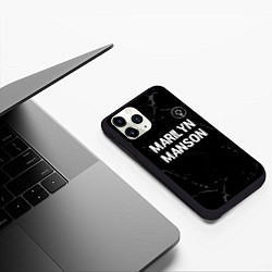 Чехол iPhone 11 Pro матовый Marilyn Manson glitch на темном фоне: символ сверх, цвет: 3D-черный — фото 2