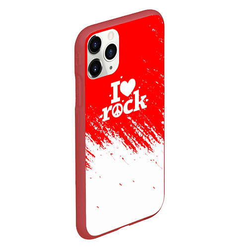 Чехол iPhone 11 Pro матовый I love rock - краска / 3D-Красный – фото 2