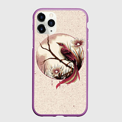Чехол iPhone 11 Pro матовый Кукушка на ветке, цвет: 3D-фиолетовый