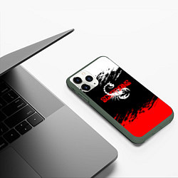 Чехол iPhone 11 Pro матовый Scorpions - краска, цвет: 3D-темно-зеленый — фото 2