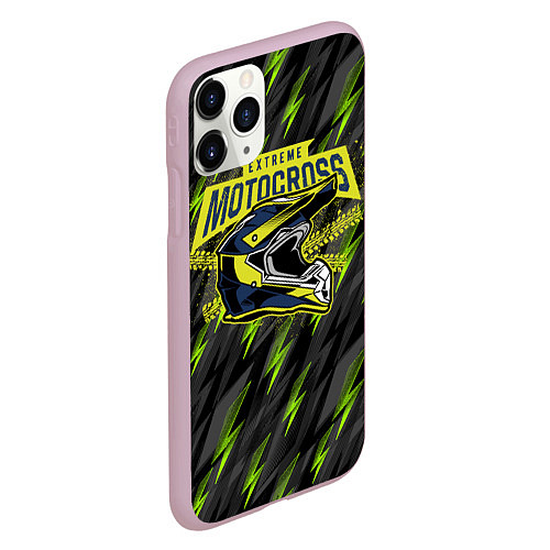 Чехол iPhone 11 Pro матовый Шлем Motocross / 3D-Розовый – фото 2