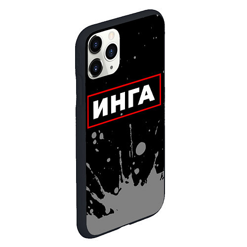 Чехол iPhone 11 Pro матовый Инга - в красной рамке на темном / 3D-Черный – фото 2