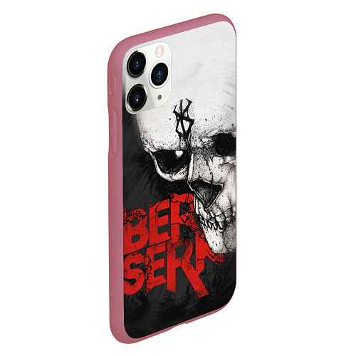 Чехол iPhone 11 Pro матовый Berserk - Череп с клеймом жертвы / 3D-Малиновый – фото 2