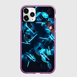 Чехол iPhone 11 Pro матовый Неоновая змейка, цвет: 3D-фиолетовый