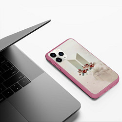 Чехол iPhone 11 Pro матовый BTS Logo And Flowers, цвет: 3D-малиновый — фото 2