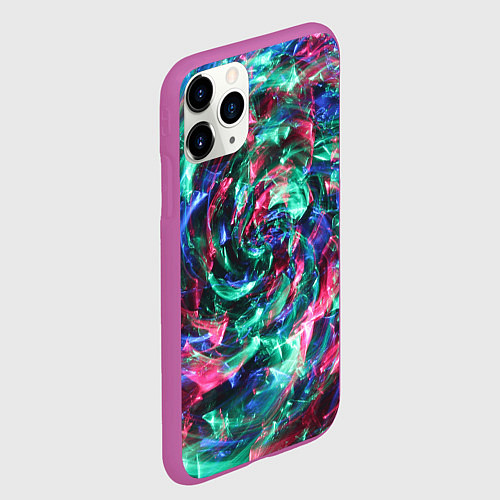 Чехол iPhone 11 Pro матовый Цветной круговорот / 3D-Фиолетовый – фото 2