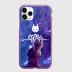 Чехол iPhone 11 Pro матовый Stray - kot - neon, цвет: 3D-фиолетовый