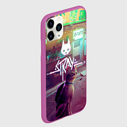 Чехол iPhone 11 Pro матовый Stray - котик - neon, цвет: 3D-фиолетовый — фото 2