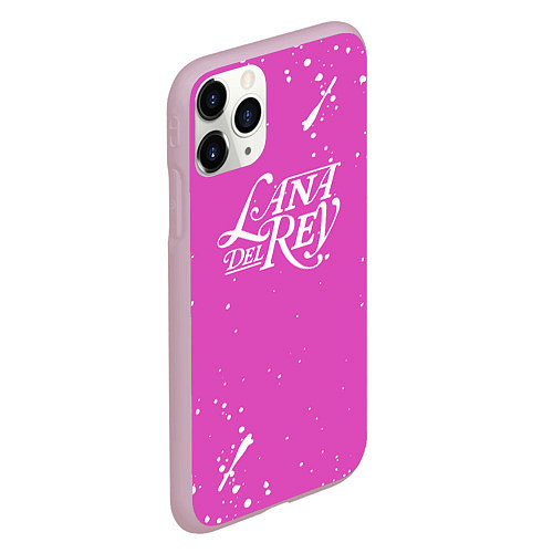 Чехол iPhone 11 Pro матовый Lana Del Rey - на розовом фоне брызги / 3D-Розовый – фото 2
