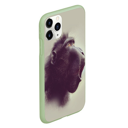 Чехол iPhone 11 Pro матовый Удивленная обезьяна / 3D-Салатовый – фото 2
