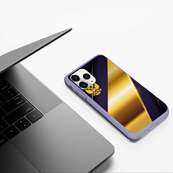 Чехол iPhone 11 Pro матовый Золотой герб России, цвет: 3D-светло-сиреневый — фото 2