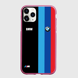 Чехол iPhone 11 Pro матовый BMW - М Линии : Черный, цвет: 3D-малиновый