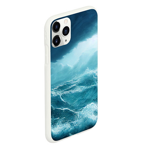 Чехол iPhone 11 Pro матовый Буря в море / 3D-Белый – фото 2