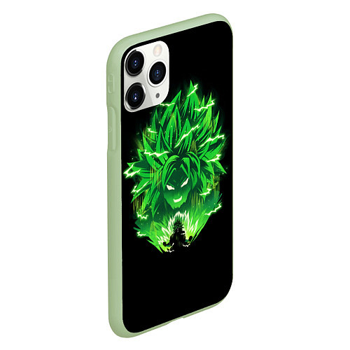 Чехол iPhone 11 Pro матовый Broly dragon ball аниме / 3D-Салатовый – фото 2