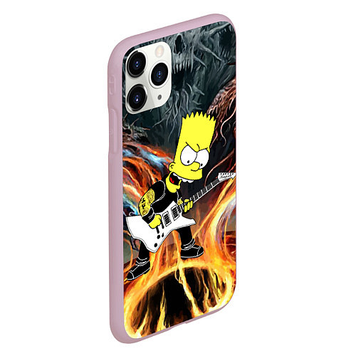 Чехол iPhone 11 Pro матовый Барт Симпсон - соло на гитаре / 3D-Розовый – фото 2