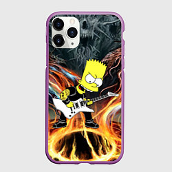 Чехол iPhone 11 Pro матовый Барт Симпсон - соло на гитаре, цвет: 3D-фиолетовый