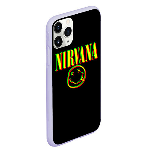 Чехол iPhone 11 Pro матовый Nirvana logo glitch / 3D-Светло-сиреневый – фото 2