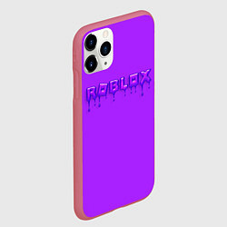 Чехол iPhone 11 Pro матовый Roblox неоновый с подтеками, цвет: 3D-малиновый — фото 2