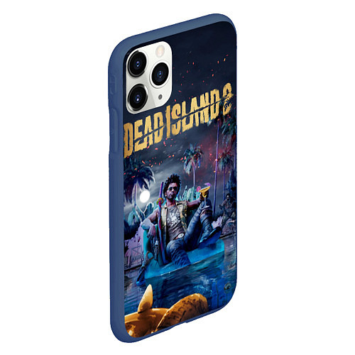 Чехол iPhone 11 Pro матовый Dead island 2 герой в ночи / 3D-Тёмно-синий – фото 2