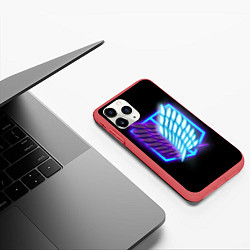 Чехол iPhone 11 Pro матовый Attack on Titan neon logo, цвет: 3D-красный — фото 2