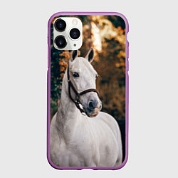 Чехол iPhone 11 Pro матовый Белая лошадка, цвет: 3D-фиолетовый