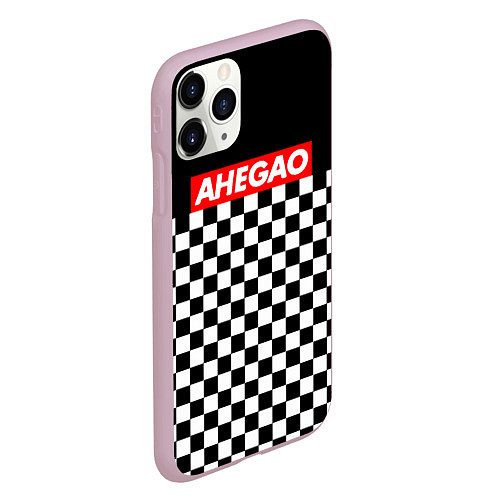 Чехол iPhone 11 Pro матовый Ahegao надпись клеточки / 3D-Розовый – фото 2